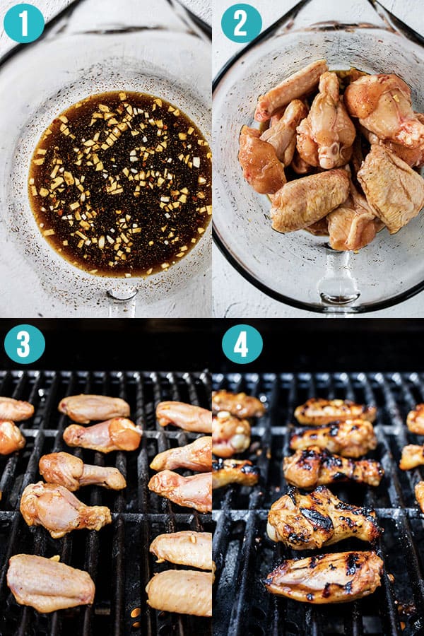 collage image showing how to grill chicken wings