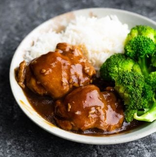 close up shot of instant pot honey garlic chicken on plate