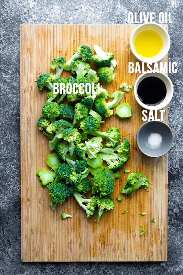 overhead view of ingredients required for air fryer broccoli