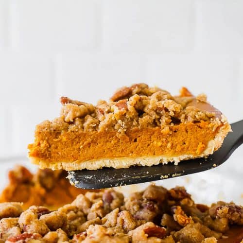 Bourbon Pumpkin Pie with Salted Brown Butter Pecan Streusel