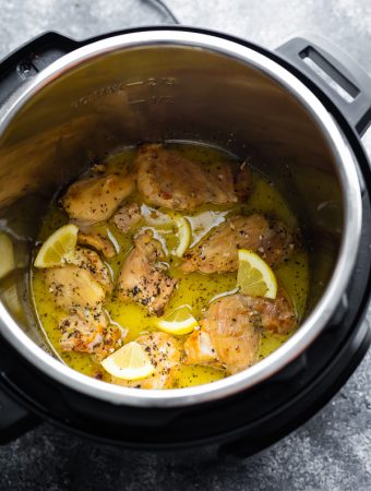 lemon garlic chicken in the Instant Pot after cooking