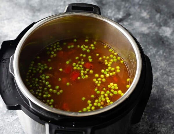 peas added to instant pot vegetable beef soup