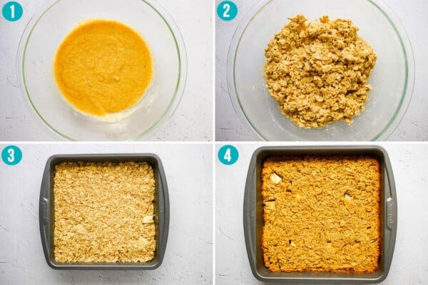 collage image showing how to make apple quinoa breakfast bars