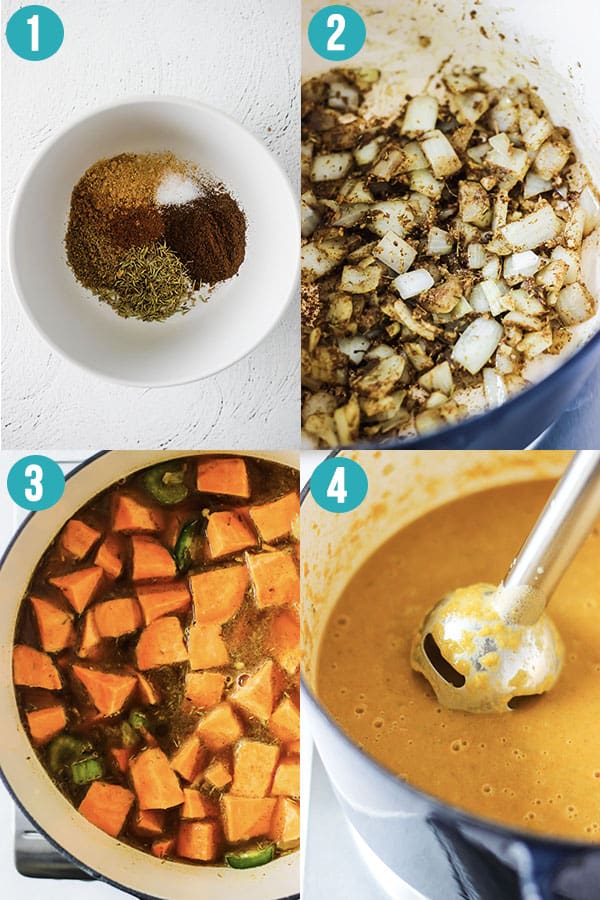 step by step images to make caribbean sweet potato soup