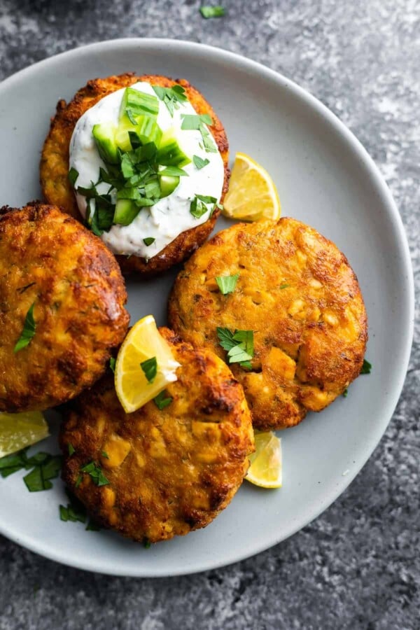 air fryer salmon patties on a plate