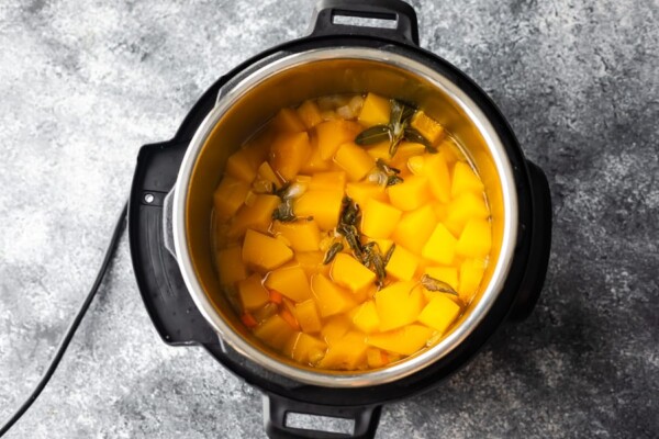 cooked butternut squash soup in the instant pot