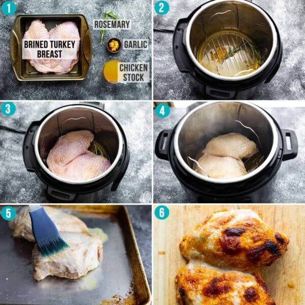 step by step images showing how to cook turkey breast in the instant pot