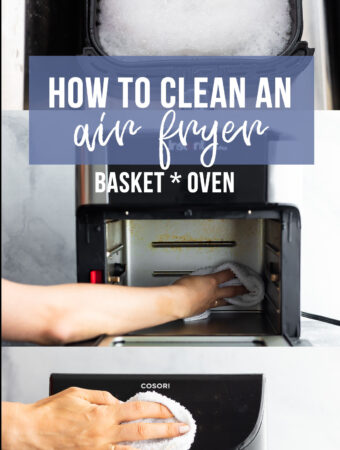 collage image showing how to clean an air fryer