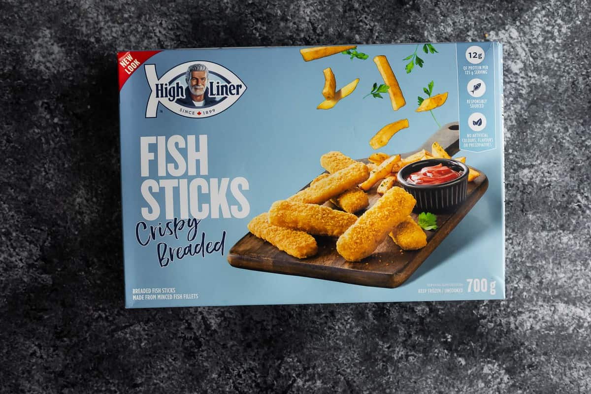 box of frozen fish sticks