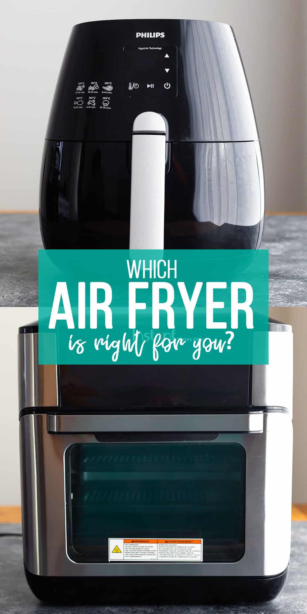 collage image that says 'which air fryer model is right for you?'