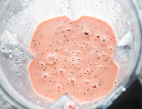 strawberry smoothie in blender