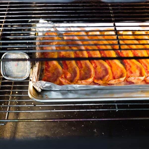bacon on a sheet pan in the oven