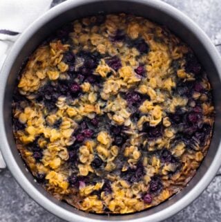 overhead view of instant pot baked oatmeal