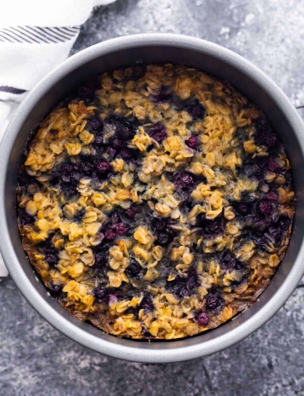 overhead view of instant pot baked oatmeal