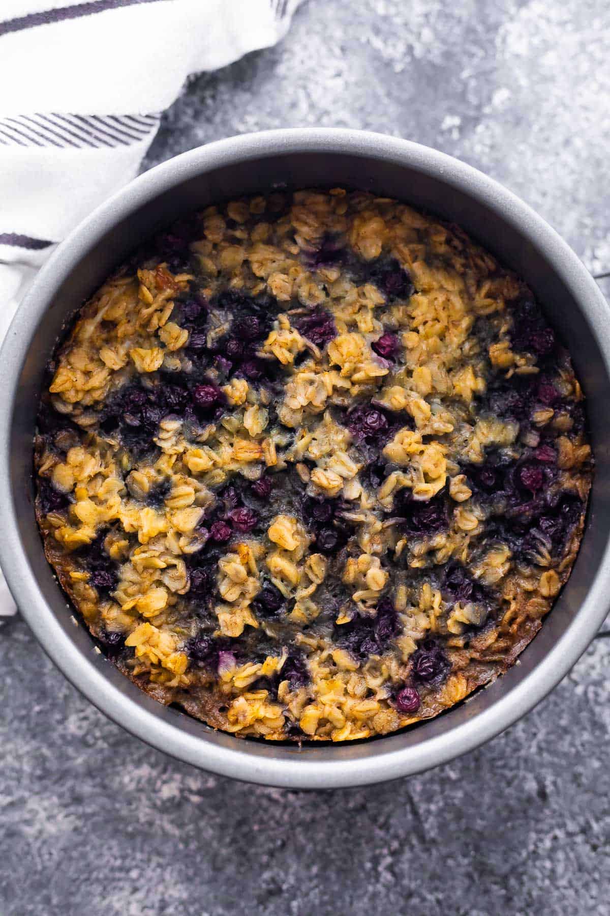 overhead view of instant pot baked oatmeal