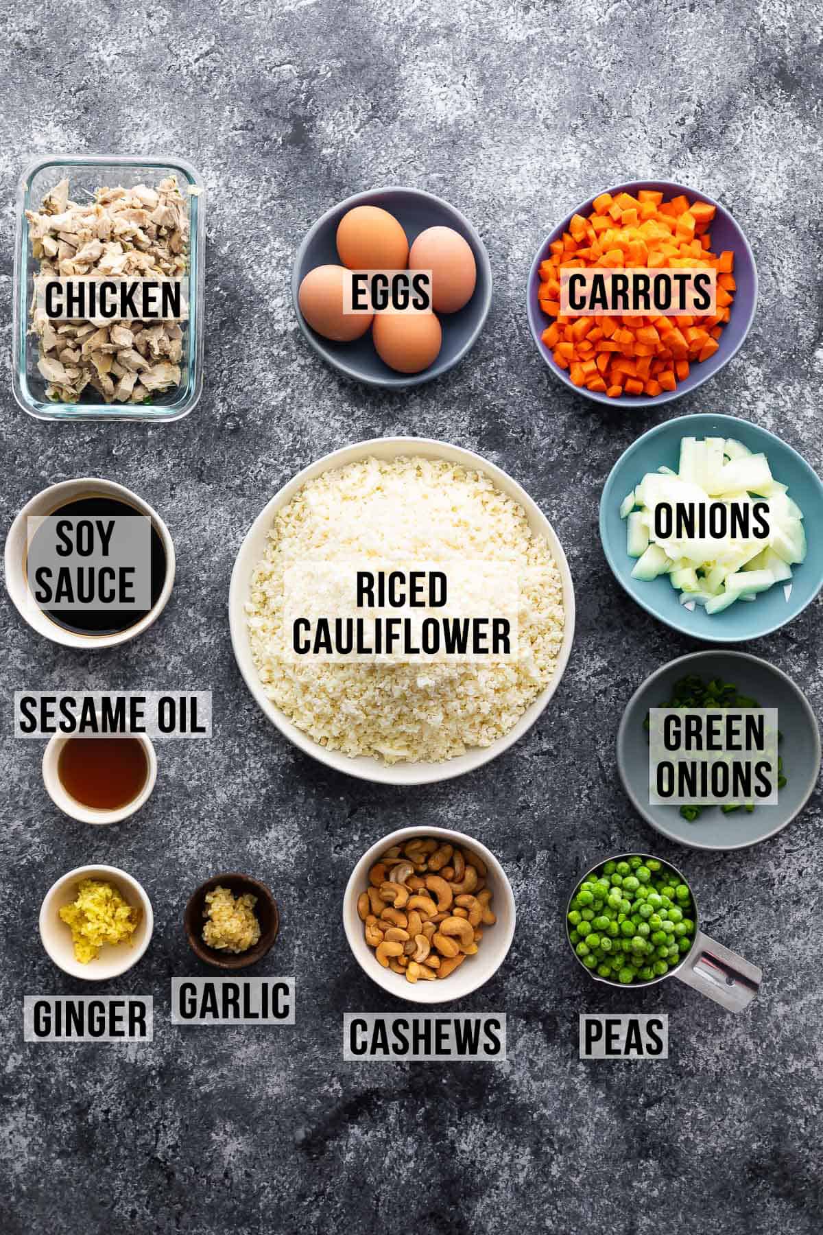 ingredients required to make cauliflower fried rice