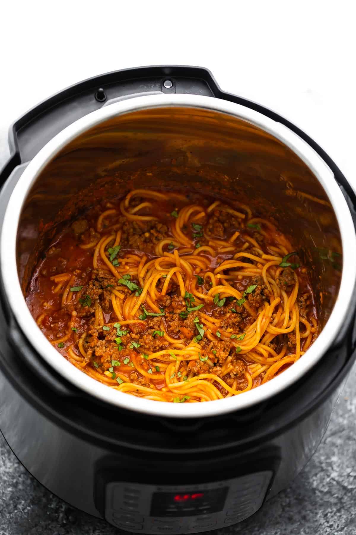 Instant pot spaghetti discount sauce frozen beef