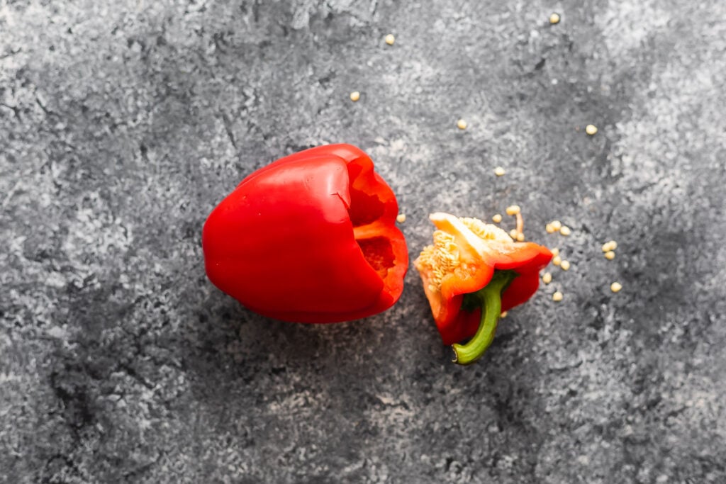 stuffed pepper with the lid taken off