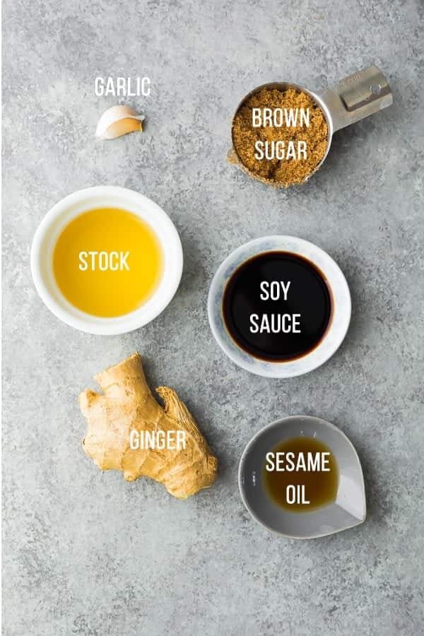 ingredients required to make the soy ginger sauce