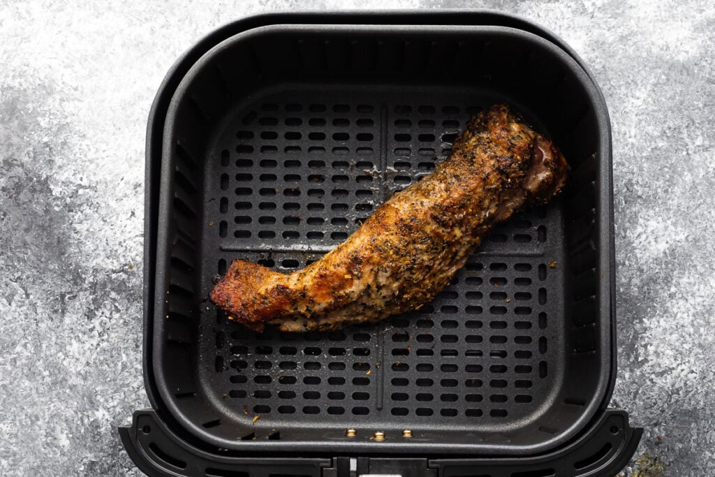 Herb Crusted Air Fryer Pork Tenderloin Sweet Peas and Saffron