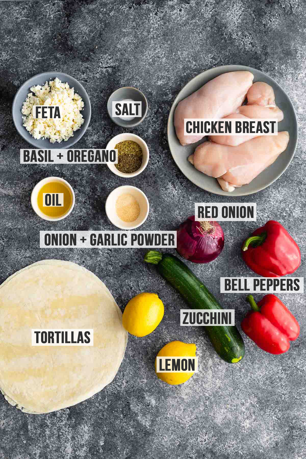 ingredients required to make greek chicken wraps