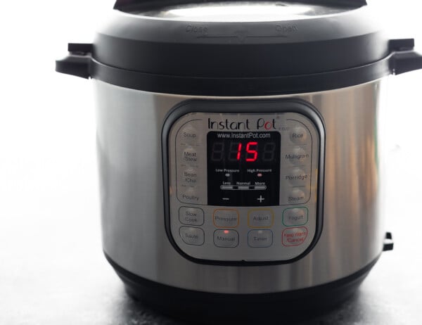 instant pot with 15 minutes on the timer