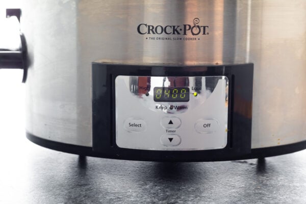 slow cooker with low 4 hours on the timer
