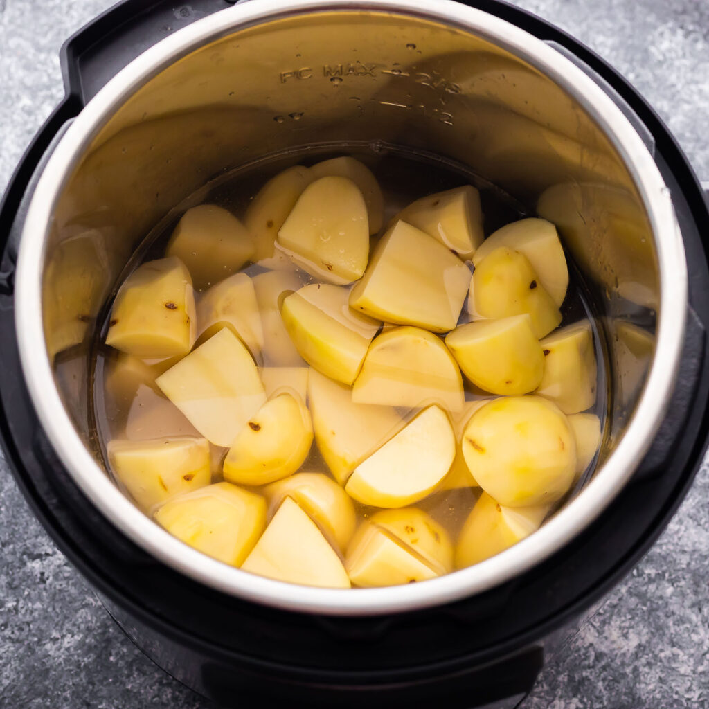 potatoes in the Instant Pot covered with water