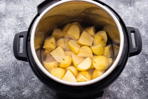 potatoes in the Instant Pot covered with water