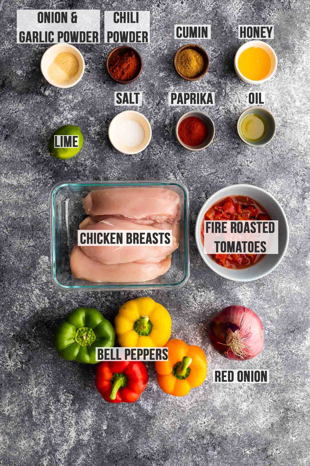 ingredients required to make slow cooker chicken fajitas