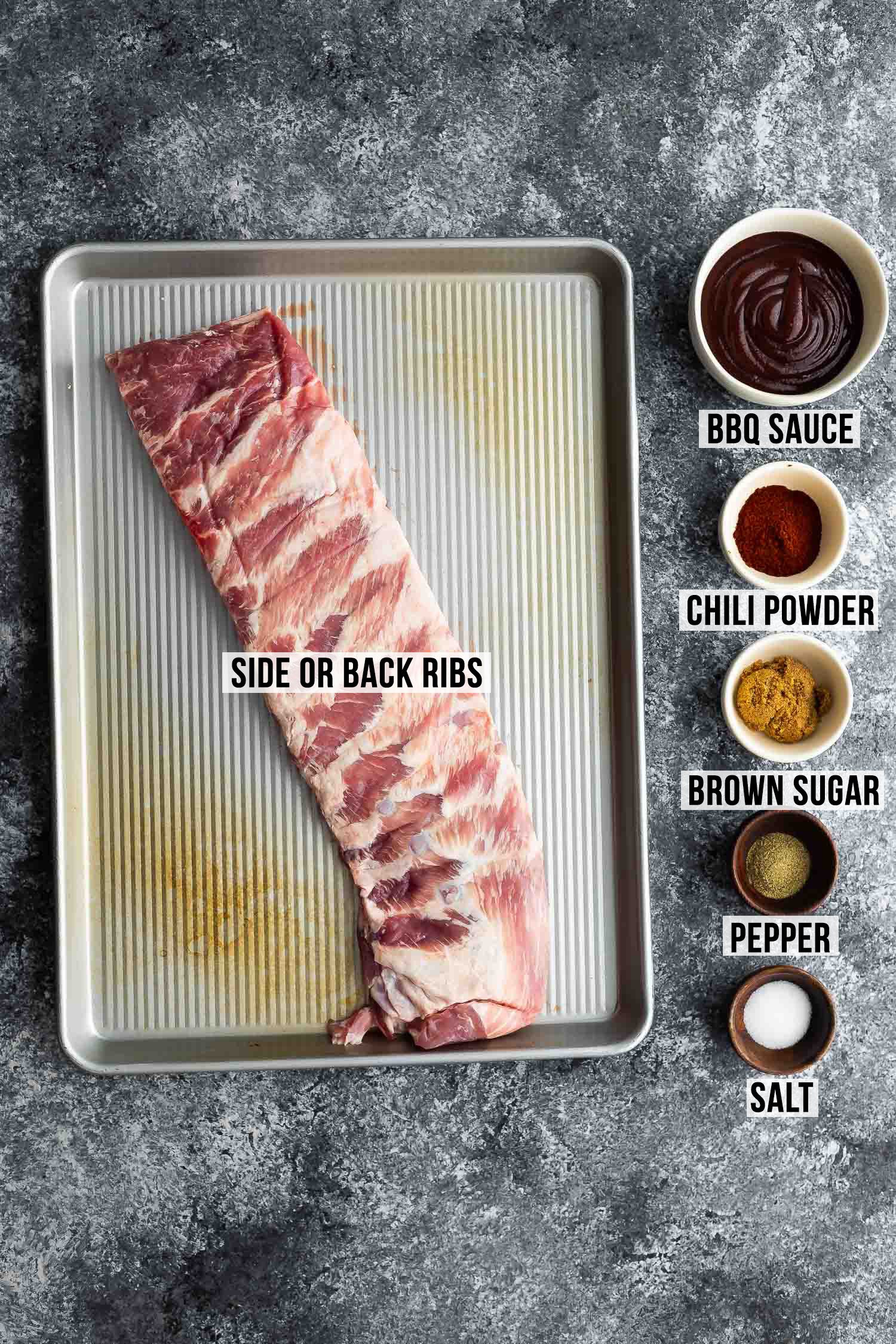 ingredients (labelled) for instant pot ribs