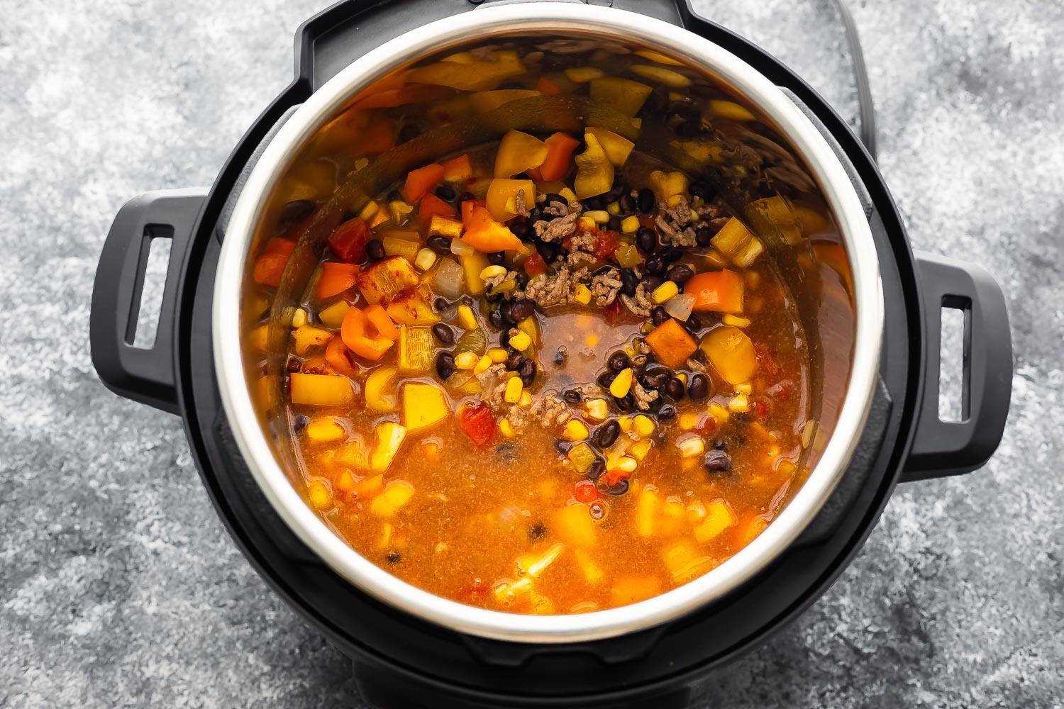 instant pot taco soup before cooking