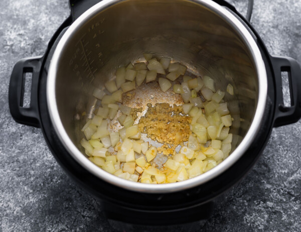 sauteeing onions and garlic in the instant pot