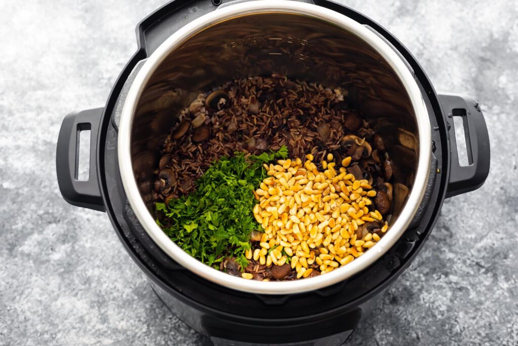 Instant Pot Wild Rice Pilaf with Mushrooms Sweet Peas and Saffron