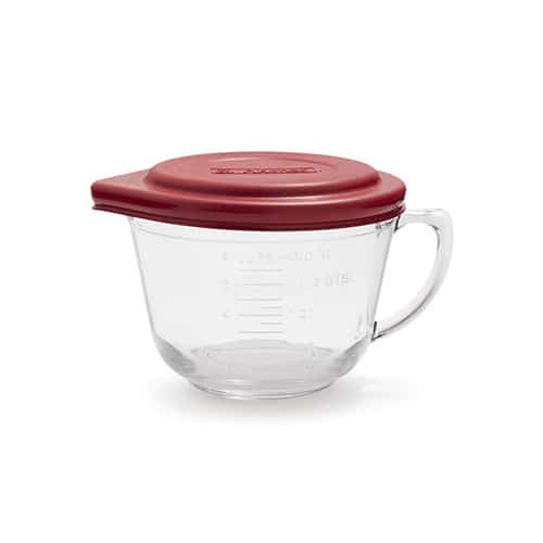 large glass measuring cup and mixing bowl