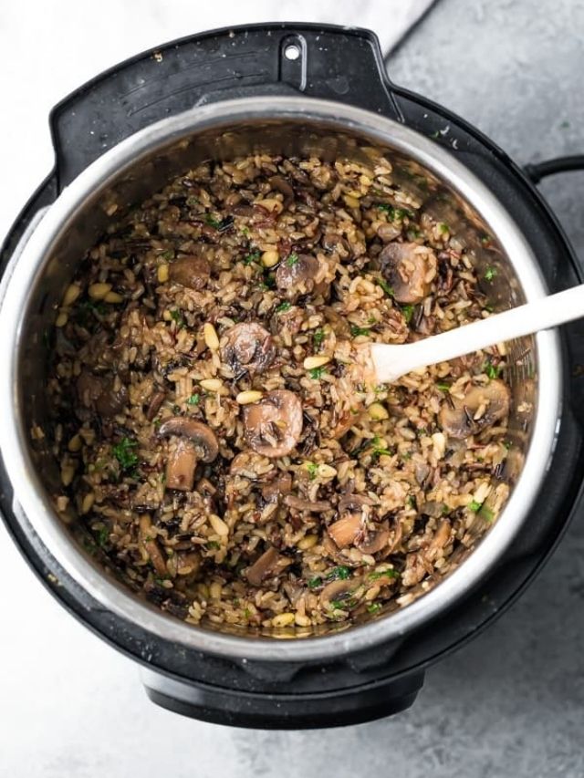 Instant Pot Wild Rice Pilaf with Mushrooms and Pine Nuts Sweet Peas