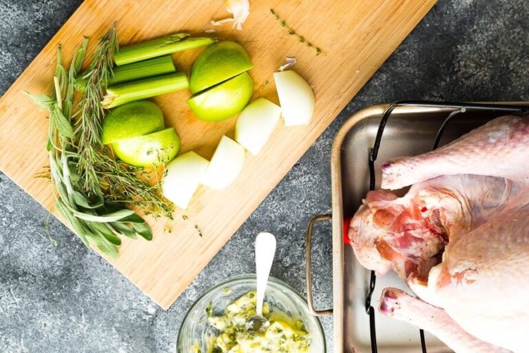 Dry Brined Turkey with Garlic Sage Butter Sweet Peas and Saffron