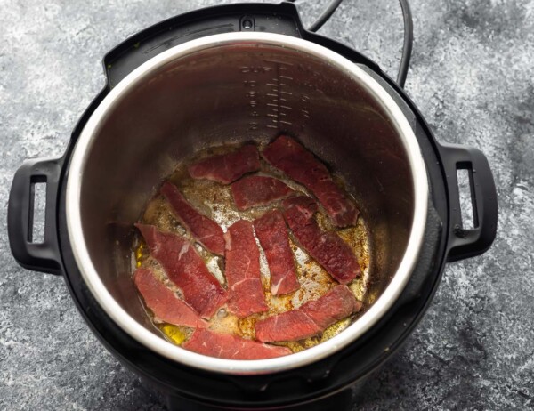 sauteeing beef strips in the instant pot