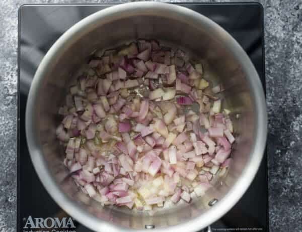 shallots sauteeing in pot