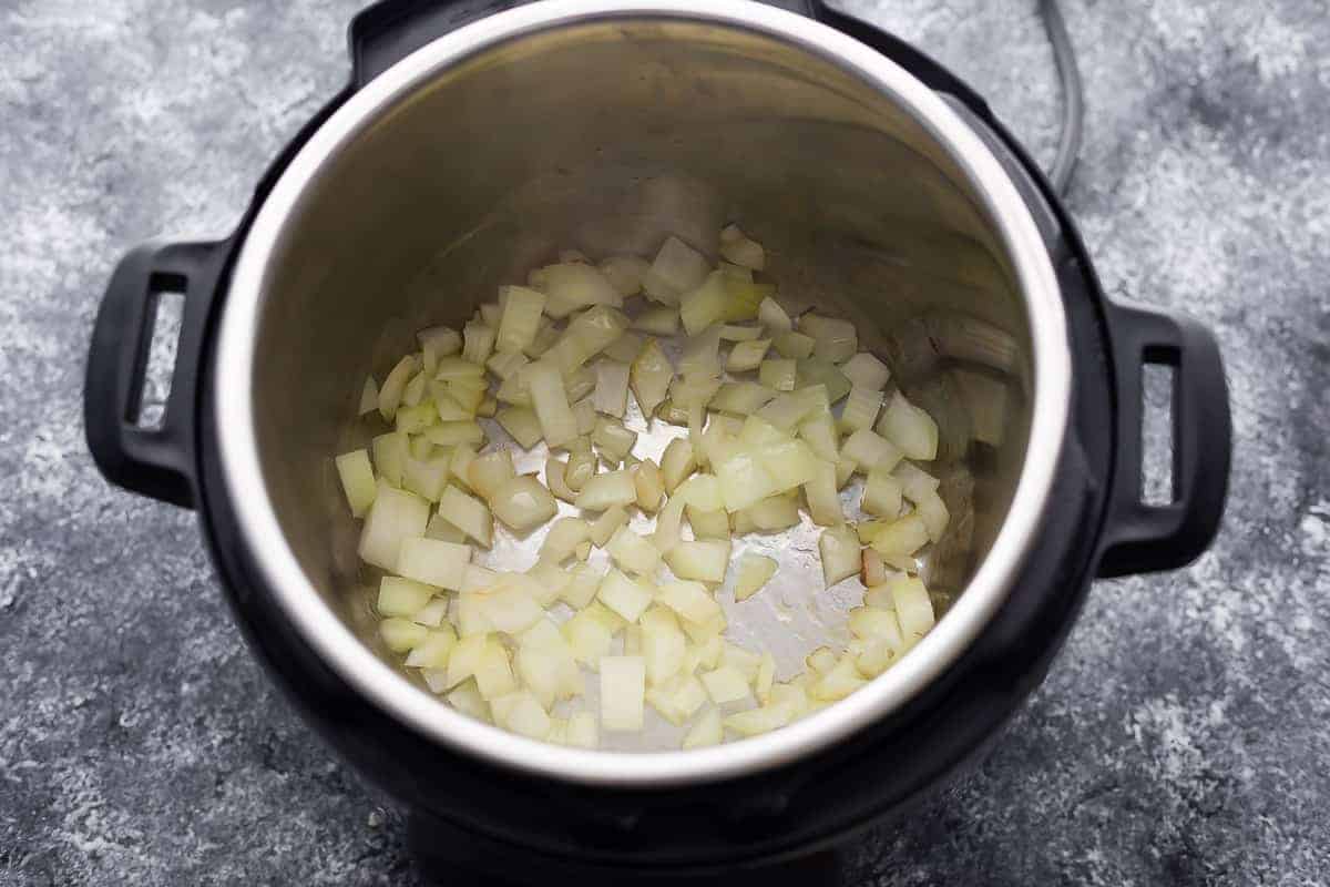 onions sauteeing in instant pot