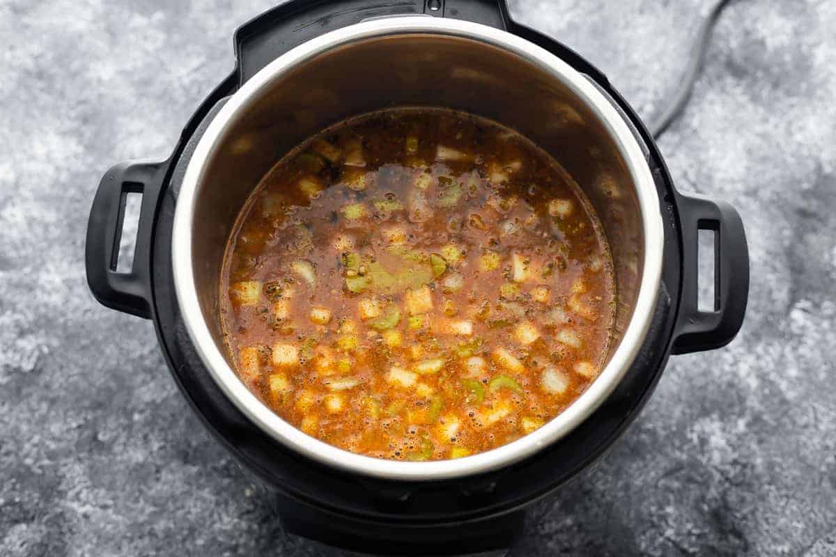 instant pot black bean soup in instant pot before cooking