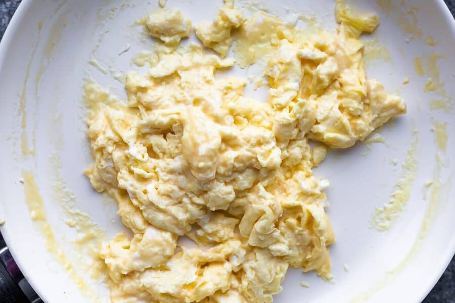 scrambled eggs in frying pan for breakfast taquitos frozen 