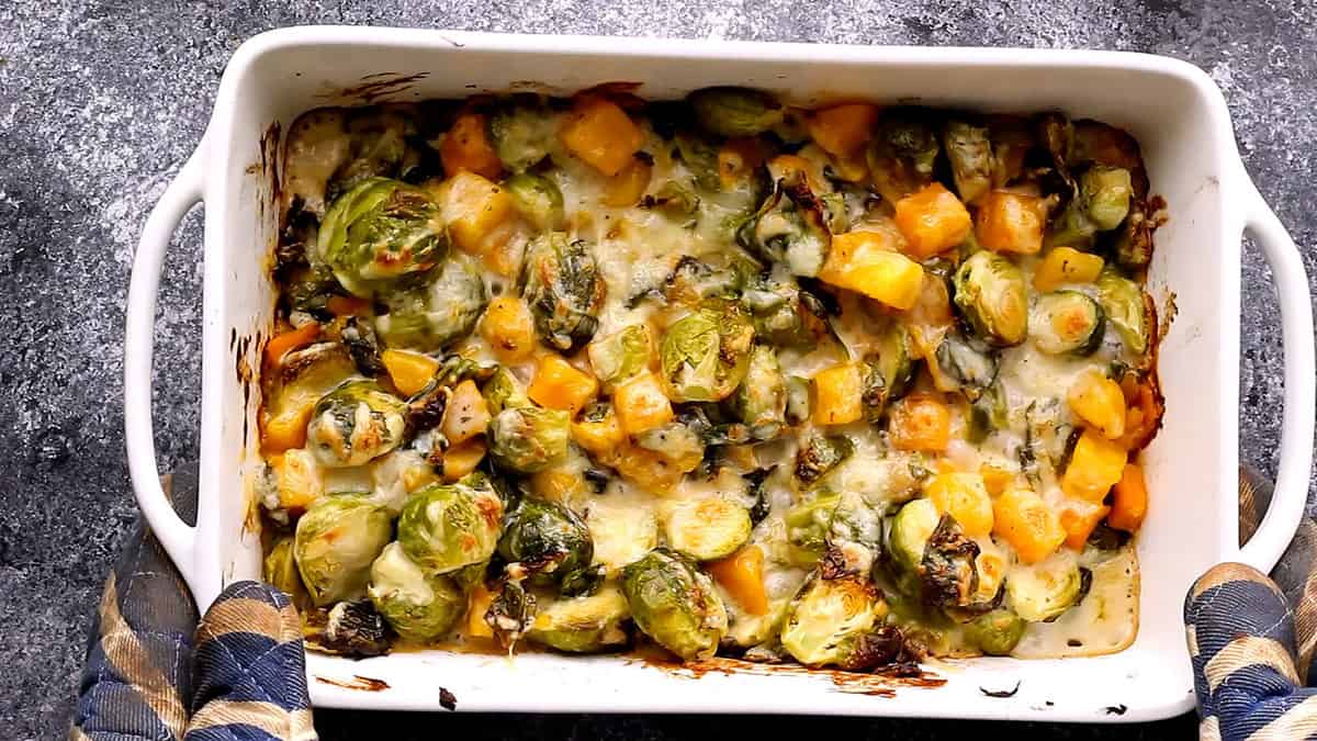 brussels sprouts gratin after baking