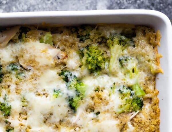 Close up of broccoli quinoa casserole