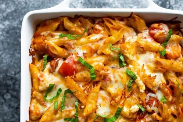 Chicken Caprese Pasta Bake - Sweet Peas and Saffron