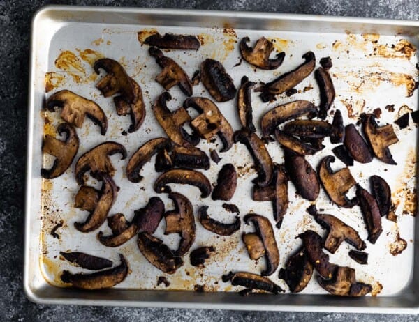 roasted portobello mushrooms on sheet pan