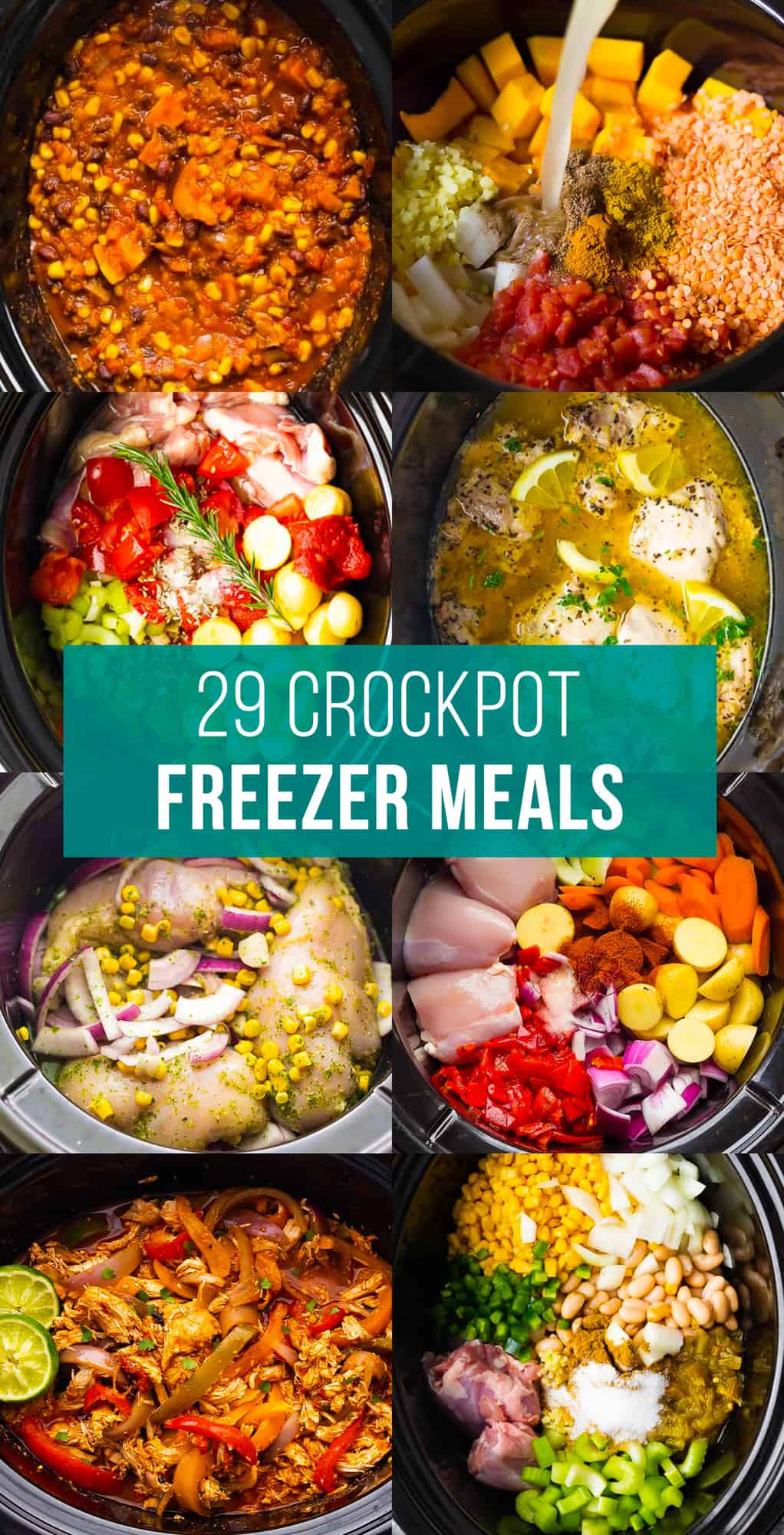 composite image of crockpot freezer meals