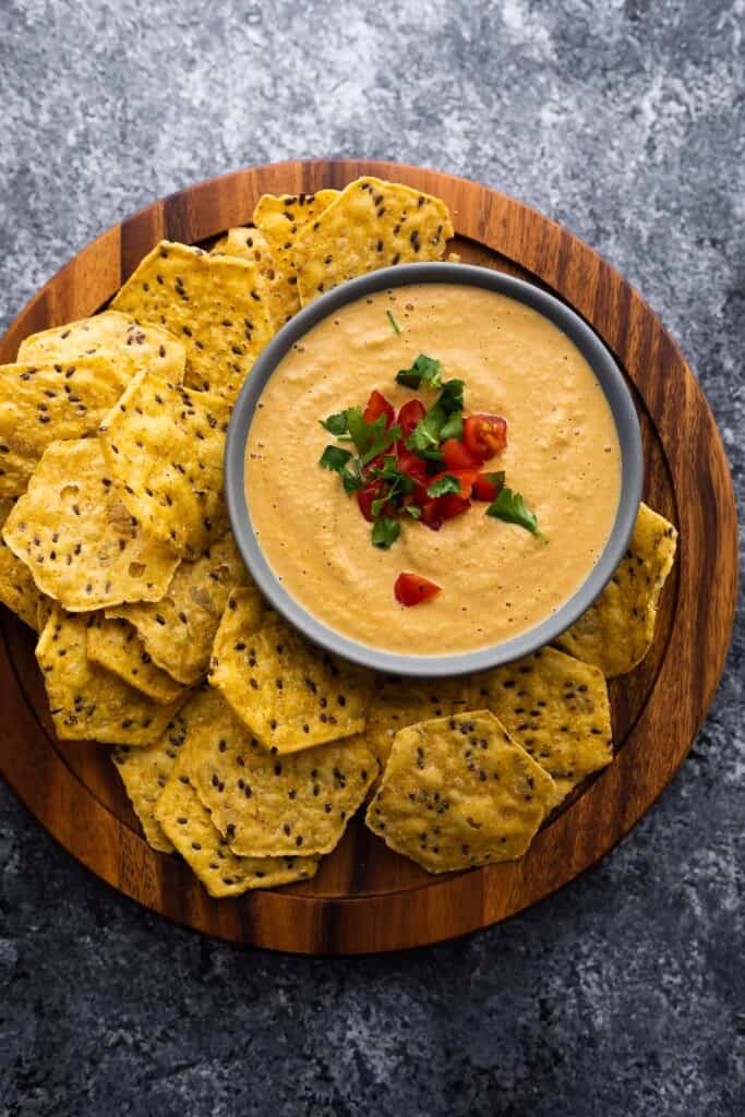 The BEST Cashew Queso Sweet Peas and Saffron