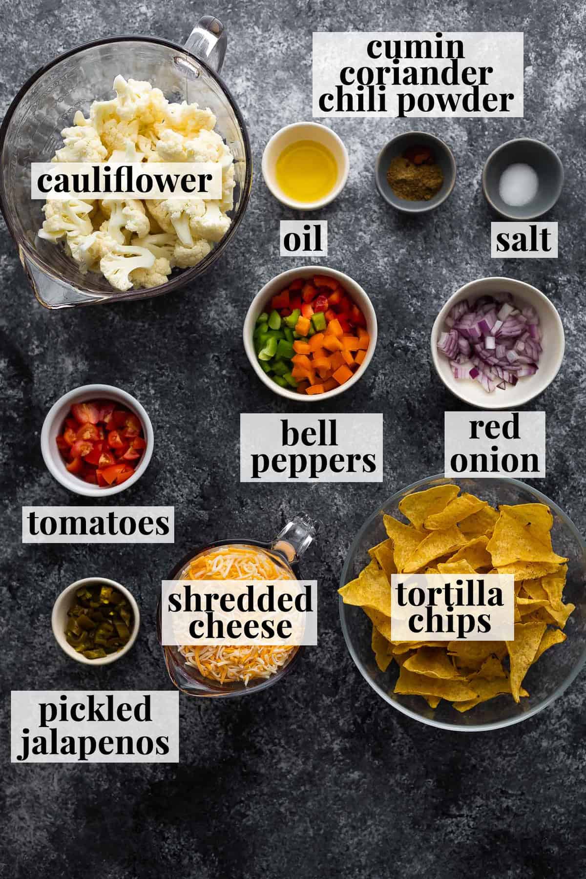 ingredients required to make cauliflower nachos