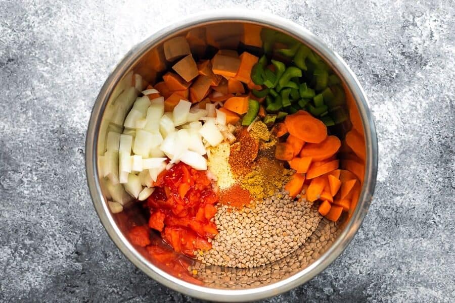 ingredients for moroccan lentils instant pot in the instant pot